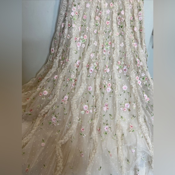 NEEDLE & THREAD Florentina Ankle Gown Dress Floral Lace Embroidered Ruffle - Picture 6 of 10